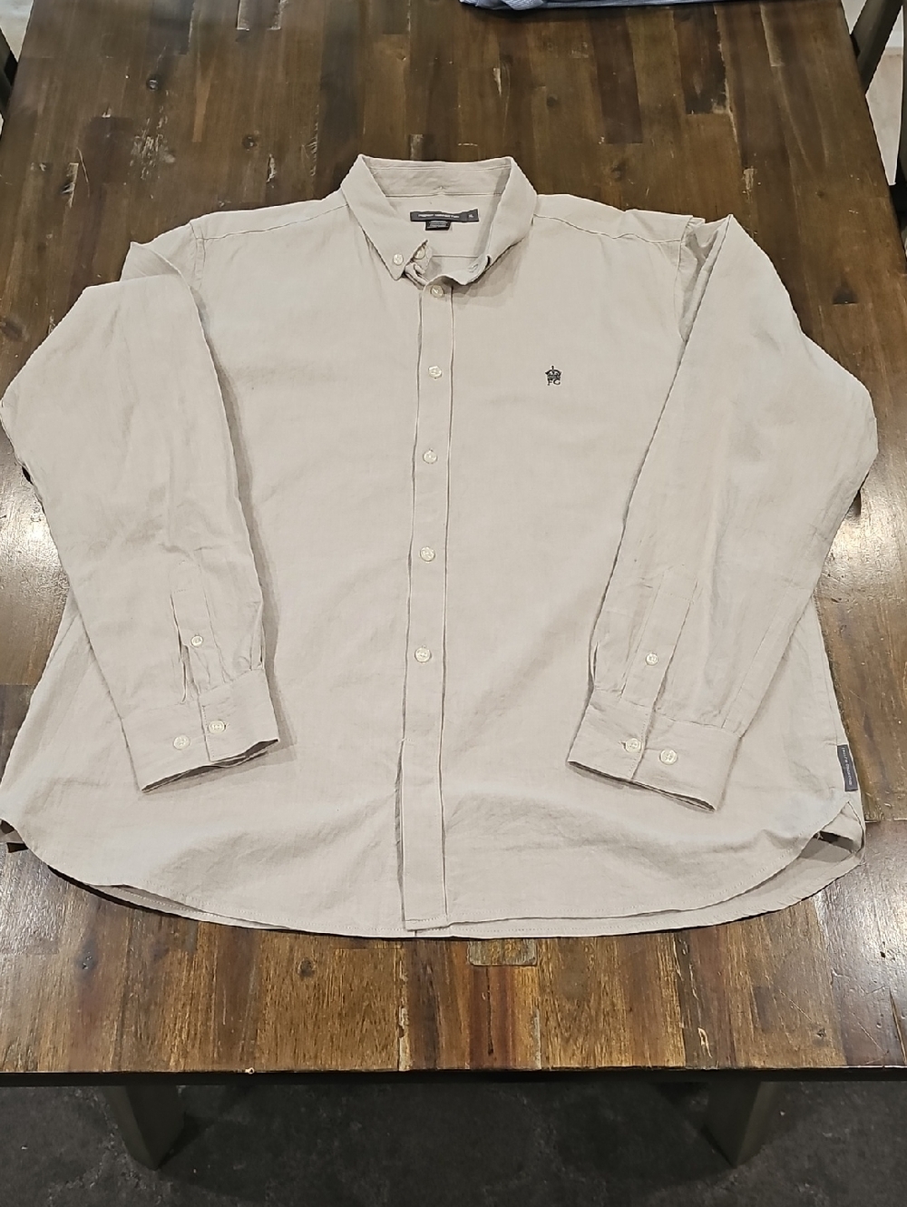 French Connection Men's Button-Down Shirt in Light Tan